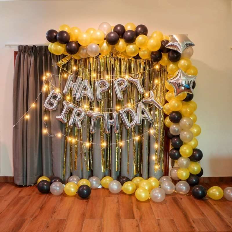 Black and Golden Balloon Decoration