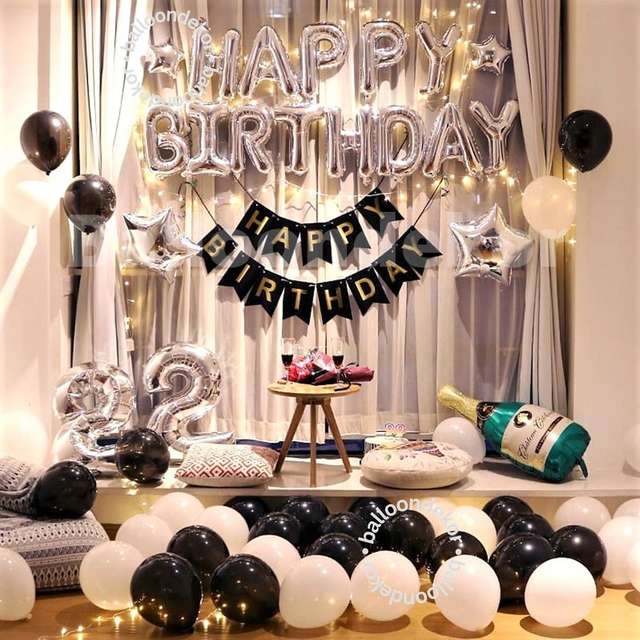 Birthday Home Decoration with Balloons and Foils