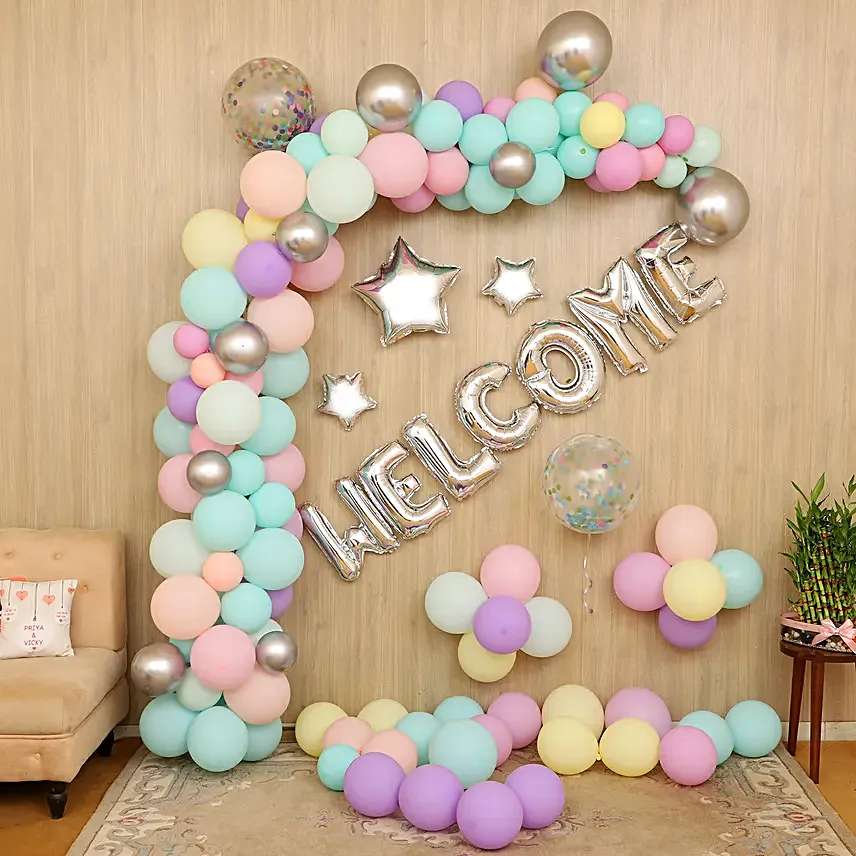 balloon decoration for baby welcome at home