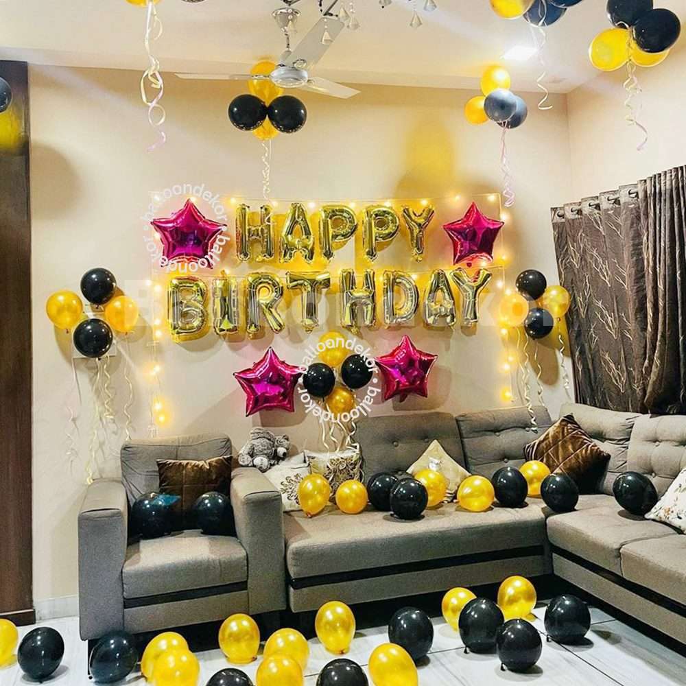 Gold Black Theme Birthday Decorations