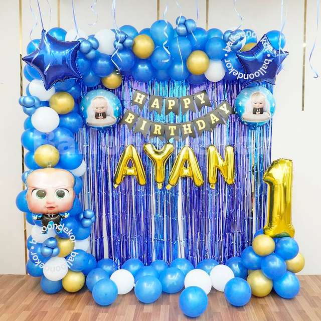 Boss Baby Theme Birthday Balloon Decorations ideas at Home