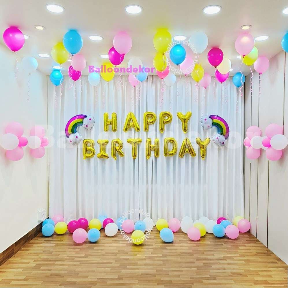 Simple Rainbow Theme Birthday Decorations