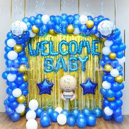 Balloon Decoration for baby boy welcome at Home