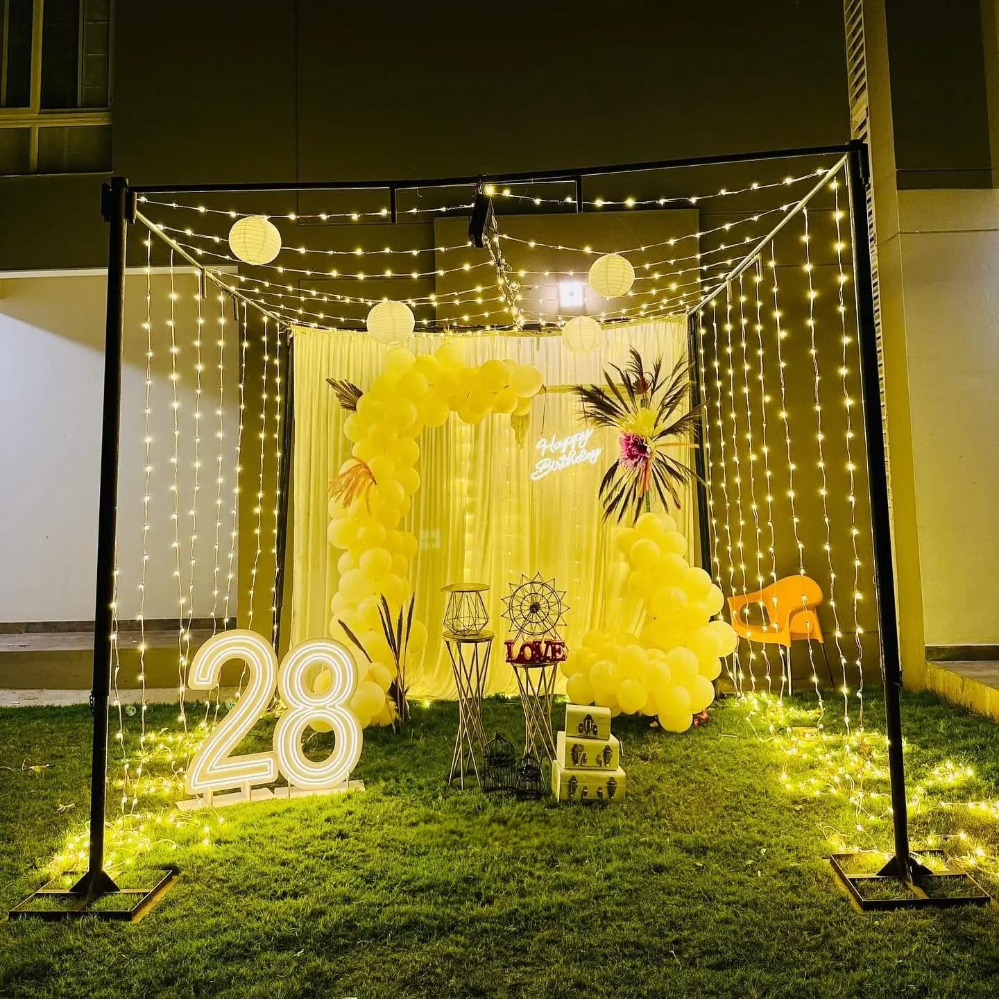 Sky Glow Romantic Terrace Setup
