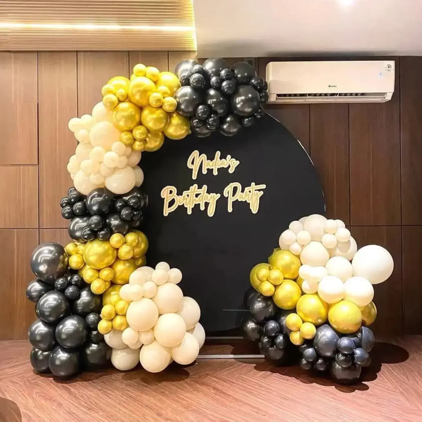 Black & Gold Balloon Arch Backdrop