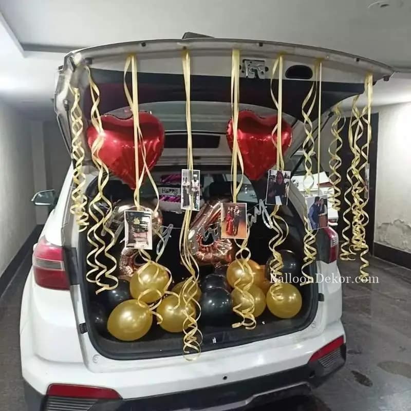 Golden and Black Car Boot Decor