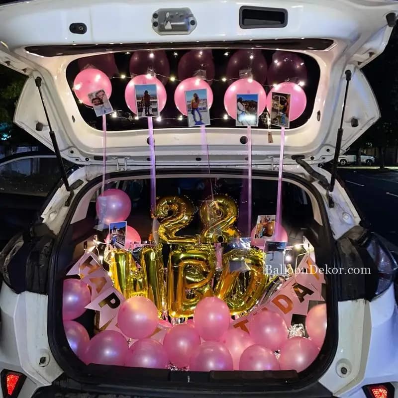 Pink Balloons Car Decoration