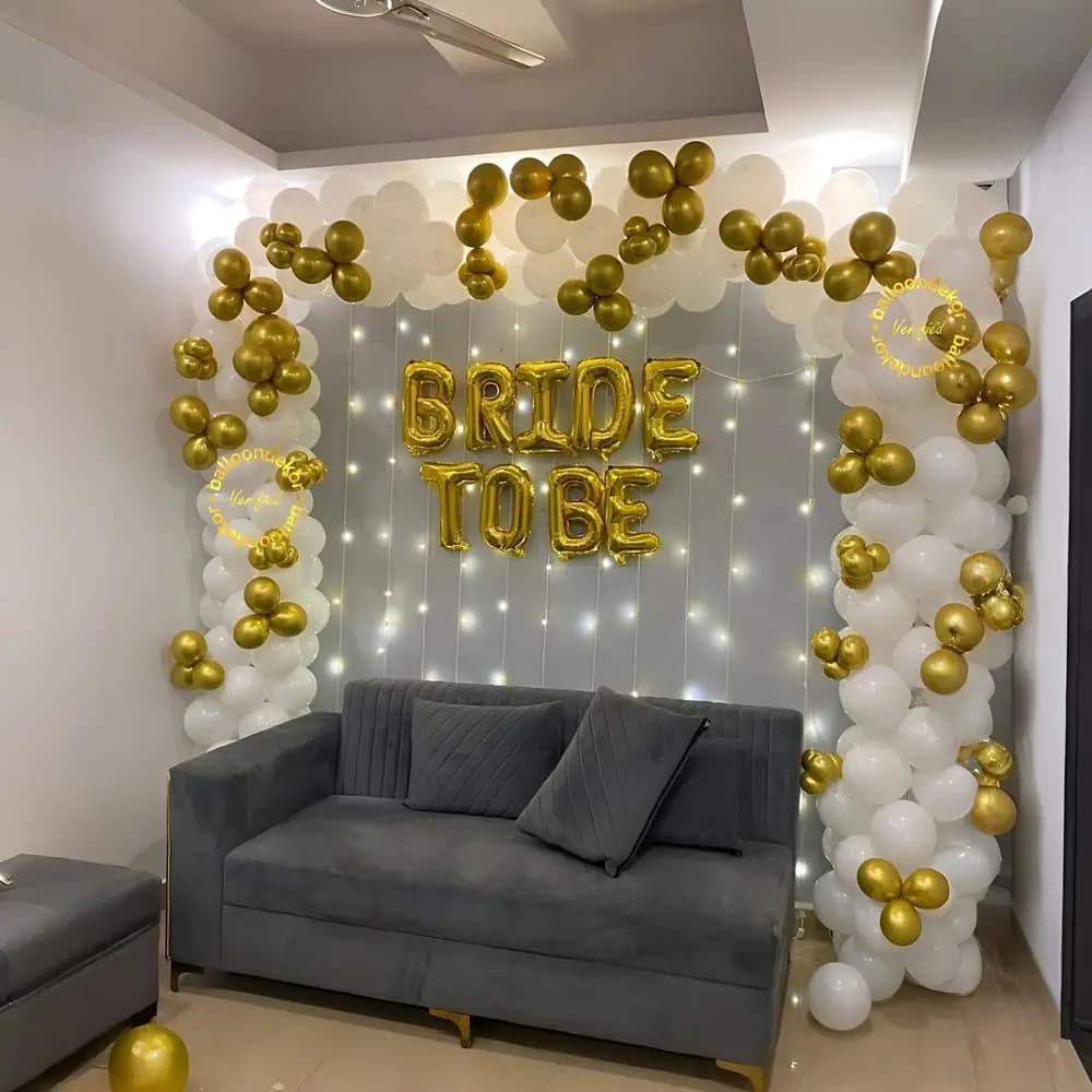 Bride-to-Be Gold Balloon Setup
