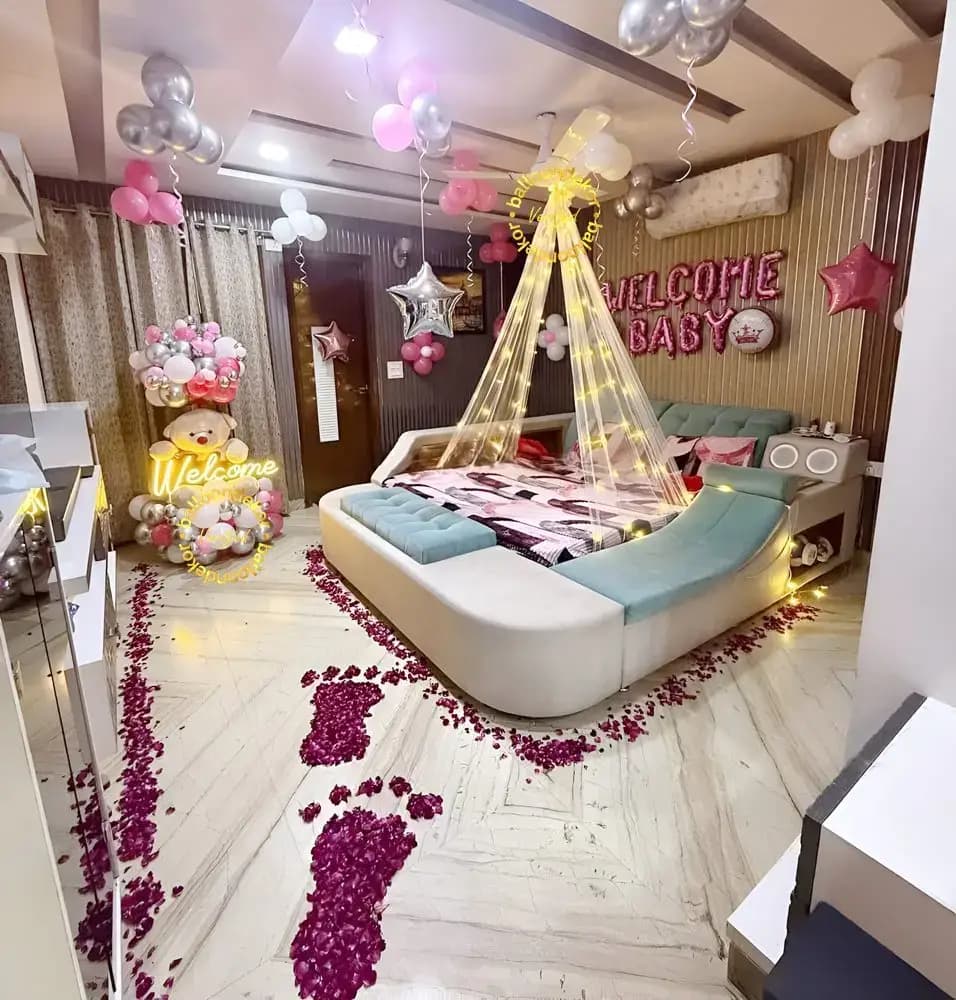 Blooming Welcome Baby Balloon Setup