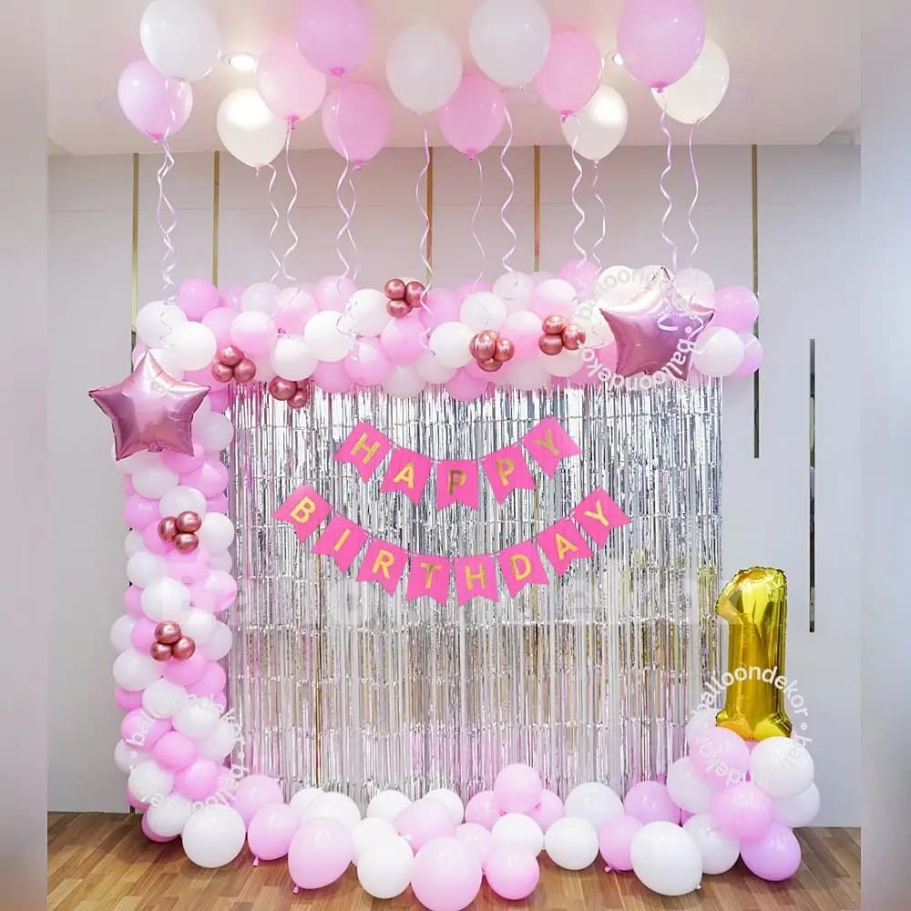 Pink White Balloon Decoration