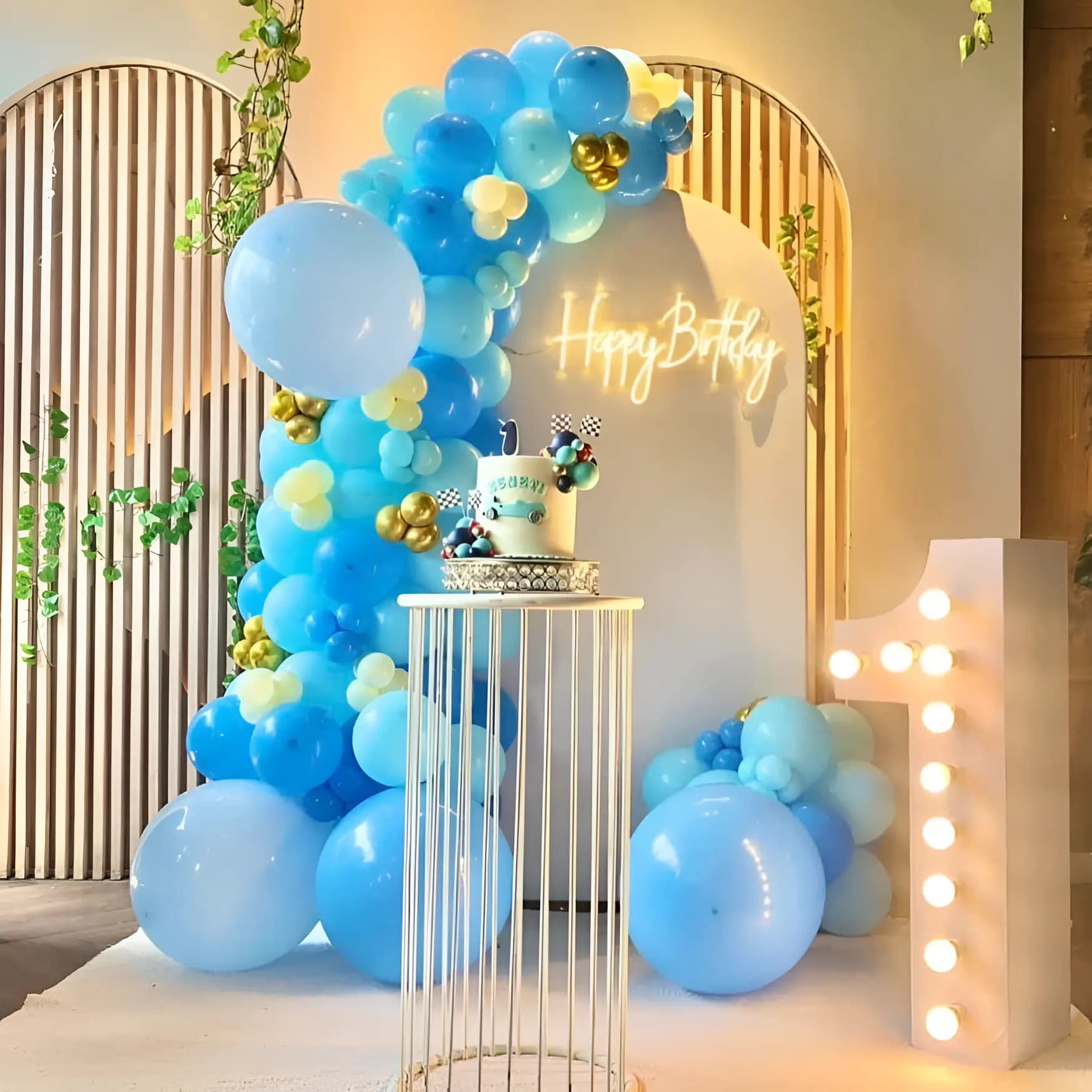 1st Birthday Balloon Arch Setup
