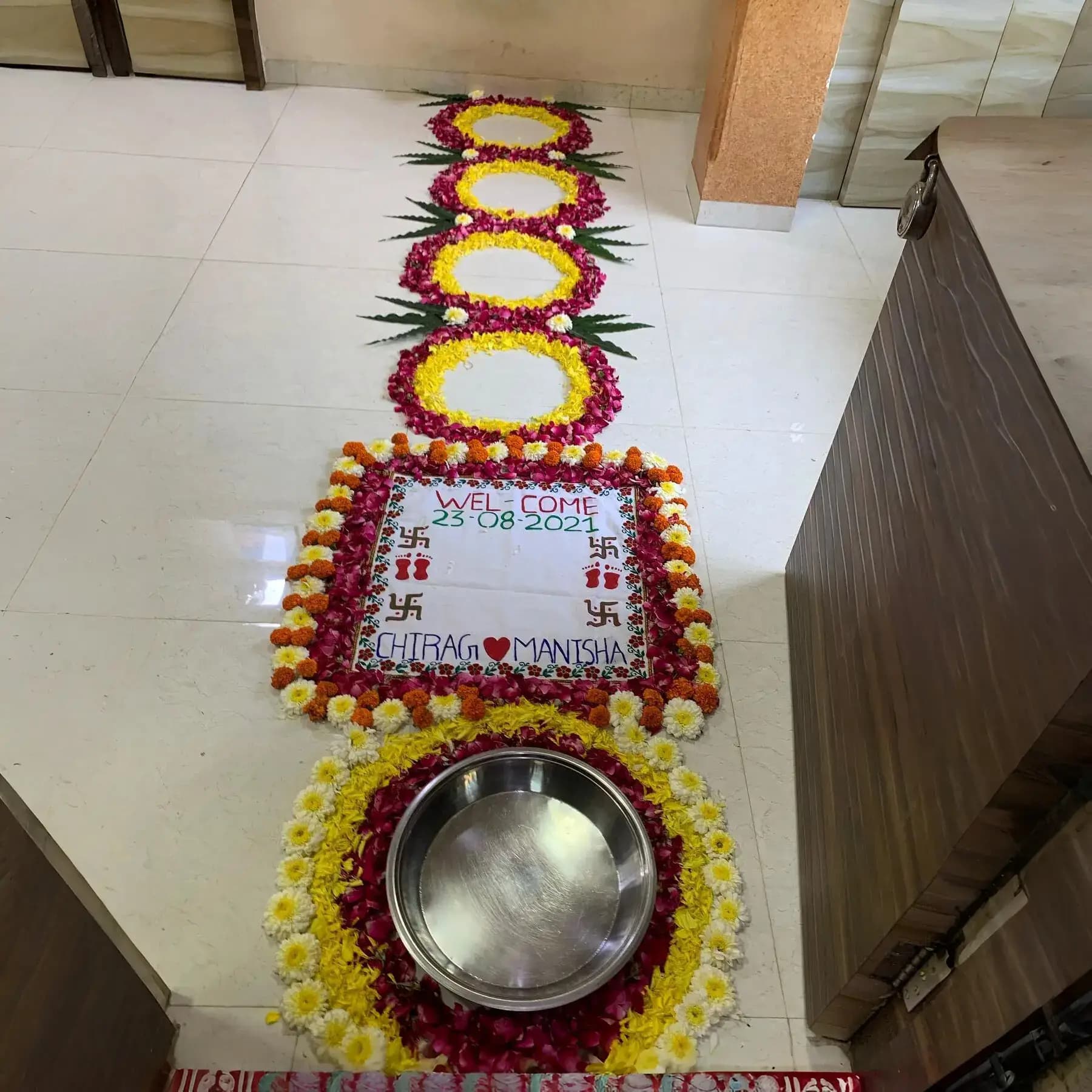 Personalized Floral Welcome Path
