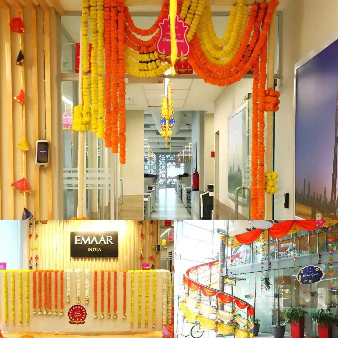 Elegant Floral Diwali Office Decoration