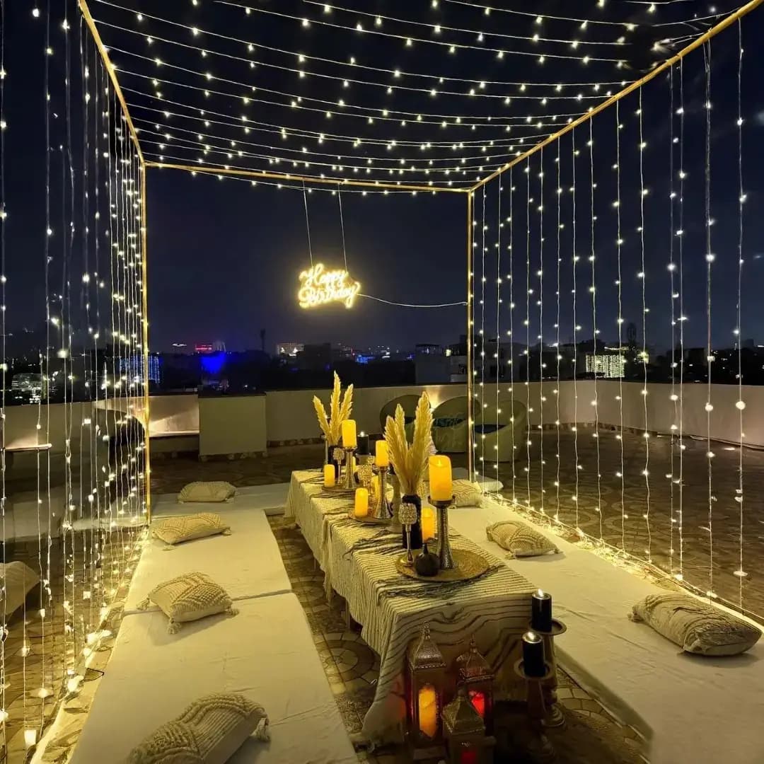 Private Rooftop Dinner Decor