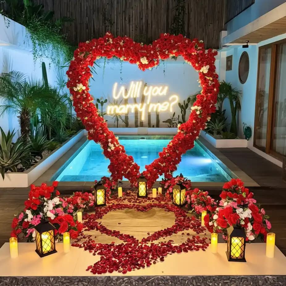 Heartfelt Proposal Flower Setup