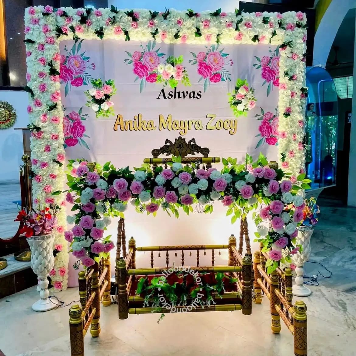Floral Cradle Naming Decor