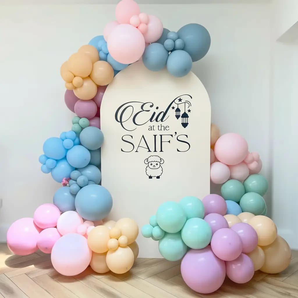 Pastel Balloon Decor Eid Mubarak
