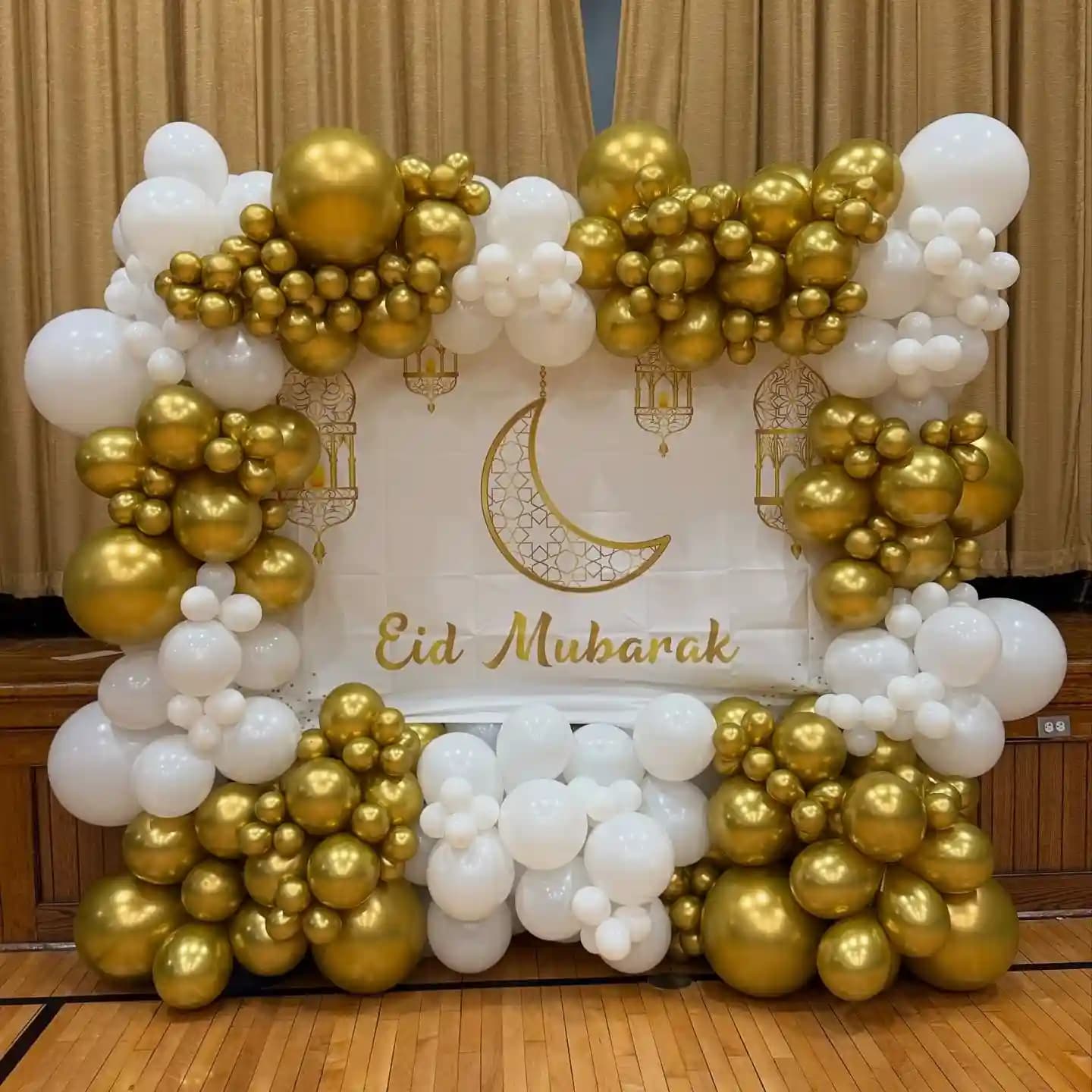 White & Gold Balloon Decor Eid Milad un Nabi