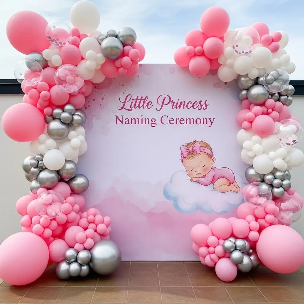 Dreamy Pink Baby Naming Decoration