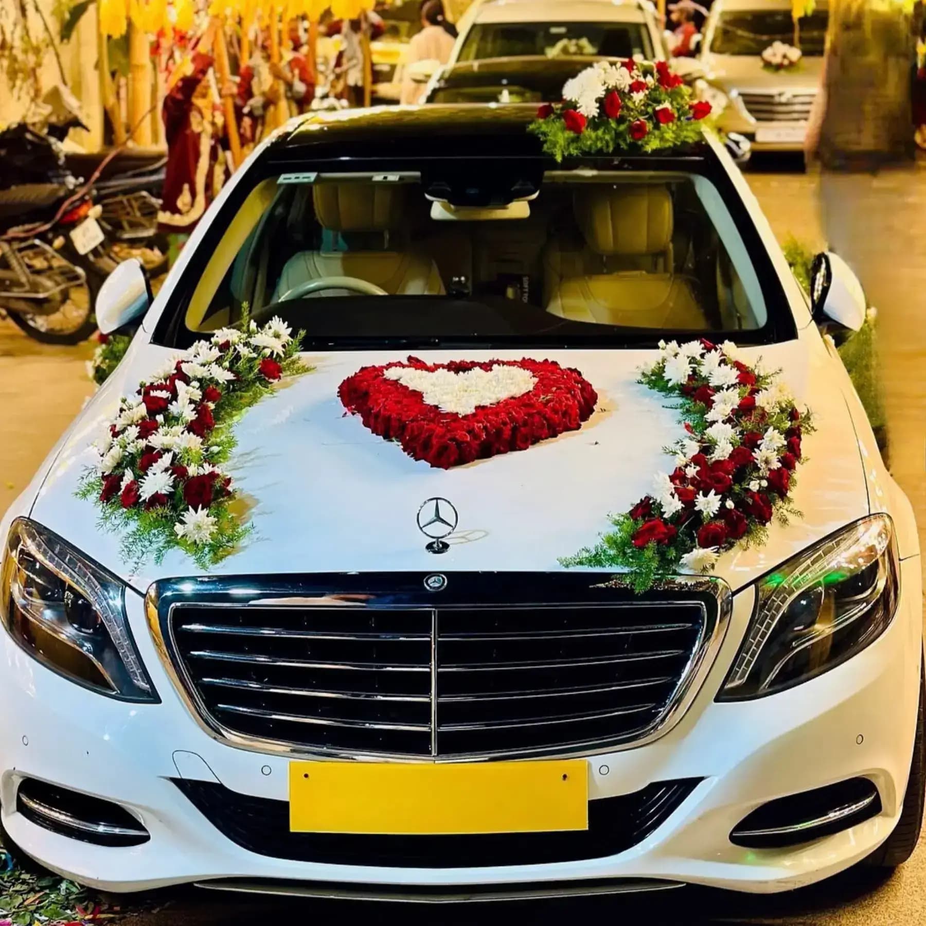 Rose Mercedes Wedding Car Decoration